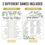 20 Greenery Bridal Shower Games For Guests-Couples Wedding Shower Games, Would She Rather Bridal Shower Game Set, What'S In Your Purse Game