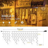 33Ft 300 Led Icicle Lights Outdoor Waterproof Icicle Christmas Lights With 50 Drops Warm White String Lights For Wedding