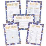 Moon & Star Theme Baby Shower Party Kit - 5 Activities, 251 Cards For 50 Guests - Space Cloud Baby Shower Card Games & Twinkle Little Star Bingo, Word Scramble Challenge