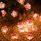 Cherry Blossom Flower String Lights 13FT 40 LED Pink Fairy Lights USB and Battery Operated Decorative Lights for Bedroom Indoor Outdoor Party Home Decor