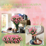 100 Pcs Artificial Tulips Fake Flowers For Outdoor Faux Plastic Spring Flowers For Home Garden Indoor Kitchen Office Wedding Valentines Easter Decor(Pink)
