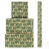 Green Birthday Wrapping Paper, Minimal Emerald Greens Large Happy Birthday Repeating Script Wrapping Paper - 1 Mini Roll 17Inch X10 Ft Per Roll - Green Kraft Gift Wrap For Birthdays Party