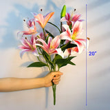 12 Artifical Lily Flowers With 9 Heads Full Bloom Lily & 3 Buds, Long Stem Artificial Stargazer Lilies, Faux Tiger Bouquets For Home Hotel Flower Arrangement Party Decor