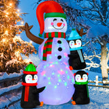 Christmas Inflatables Outdoor Decorations, 6Ft Inflatables Snowman Decorations And 3 Penguins With Led Lights Christmas