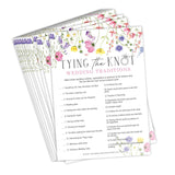 Bridal Shower Games Tying The Knot Wedding Traditions Trivia, 50 Cards Included (Floral)
