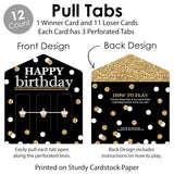 Big Dot of Happiness Adult Happy Birthday - Gold - Birthday Party Game Pickle Cards - Pull Tabs 3-in-a-Row - Set of 12