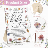 51 Pcs Don'T Say Baby Shower Game Supplies Include 50 Pacifier Necklace With 1 Wooden Don'T Say Baby Game Sign Gender Reveal Party Supplies For Guests(Wildflowers)