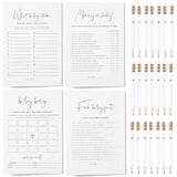 Baby Shower Games, Set Of 4 Minimalist Baby Shower Games For 30 Guests, Boy Or Girl, Double-Sided Cards, 30 Pencils (Minimalist)
