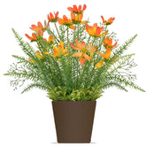Silk Artificial Flowers Coreopsis Faux Flowers, Potted Floral Decor For Garden, Wedding, Office Table Decor Idea For Her Or Him, Decorative Home Accessories(14.7 In, Orange)