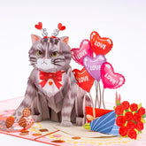 Funny Cat - Love Pop Up Card, Happy Valentine'S Day, Hearts, Roses, Love Anniversary 3D Popup Greeting Cards, Gifts For Wife, Husband, Lovers, Kids, 5X7 - Includes Envelope And Message Note