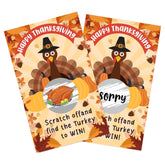 Thanksgiving Scratch Off Cards, 50 Pcs Turkey Scratch Off Tickets, Fall Harvest Party Game Cards For Adults Family Groups Supplies Classroom Activities - A02