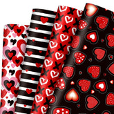 12 Sheet Valentine’S Day Wrapping Paper Love Heart Xoxo Gift Wrap Paper Folded Flat Red Black Diy Craft Art Paper For Birthday Wedding Party Supplies, 19.7 X 27.6 Inch