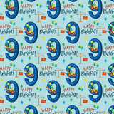 Birthday Wrapping Paper For Boy - Mini Roll - Dinosaur Truck Happy Birthday Design For Boys' Birthday Party And More - 17 Inches X 16.4 Feet - 9 Year Old