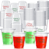 300 Pcs 3 Oz Merry Christmas Plastic Shot Cups Clear Disposable Small Drinking Cups Whiskey Tasting Food Samples Perfect For Christmas Party Favors Supplies Coffee Wine Cold Drinks Tasting