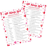 Valentine'S Day Classroom Party Game – 25 Player Cards, All Things Red Trivia Classroom Party Activity, Fun Valentine Trivia Game For Couples, Families, And Friends