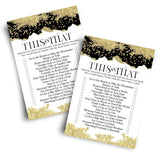 Black And Gold Bridal Shower Game Would She Rather - 25 Card Pack - Fun This Or That Game For Graduation Parties, Rehearsal Dinners & Birthdays - Modern Design