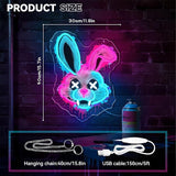 Bunny Neon Sign Rabbit LED Wall Light Dimmable Acrylic Decor for Bedroom Game Room Bar Party Gifts