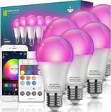 Smart Light Bulbs 6 Pack A19 E26 RGB Color Changing WiFi Alexa Google Compatible with Remote