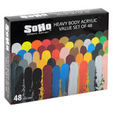 Acrylic Paint - Thick, Rich, Water-Resistant, Heavy Body Paint, Assorted, Set Of 48-12Ml