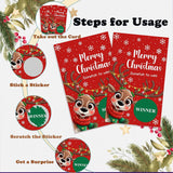Reindeer Scratch Off Game Cards, 50-Pack Christmas Scratchers For Family Fun, Classroom Prizes, Ice Breaker - A02