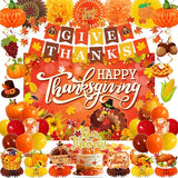 Thanksgiving Party Decorations Banner Orange Balloons Hanging Swirls Honeycomb Centerpieces
