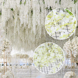 12 Pack Wisteria Flower Vines Garland 3.75 Feet Fake Hanging Flower Artificial Wisteria Vines Rattan For Wedding Party Garden Greenery Home Wall Decoration?White
