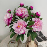 Purple Pink Peonies Artificial Flowers,5 Pcs Fake Silk Peonies With Stems Real Look,Peony Bush For Home Decor (5, Purple Pink)