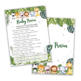 Safari Animals Baby Shower Games Cards, Baby Trivia Game Cards For New Parents Babyshower Activity, Wildlife Gender Reveal Party Games For Decorations Favors Supplies, Set Of 25-03