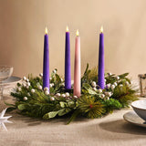 Battery Operated Advent Candles Set Of 4, 9 Inch Purple & Pink Flameless Candles, Flameless Taper Candles For Advent Wreath, Flickering Flameless Candles With Remote, Lent Decorations