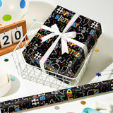 Birthday Wrapping Paper Roll - Mini Roll - 17 Inch X 16.5 Feet - Colorful Skeletons And Happy Birthday Wrapping Paper For Kids Girls Boys, Halloween