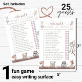 Woodland Baby Shower Games For Girl - 25 Guess Who Mommy Or Daddy Game Cards, Fun Guessing Activities For Guests Prizes, Boho Animals Theme Neutral Pink, 25 Cards