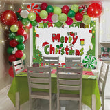 Christmas Balloons Arch Kit With Merry Christmas Backdrop For Xmas Baby Shower Birthday Party Decorations Christmas Balloon Garland Different Sizes With Candy Cane/Red Green Windmill/Red Star Balloons