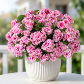 Plastic Flowers For Outdoors Home Decor Fake Plants Artificial Flowers Artificial Geraniums Outdoor Fake Flowers Silk Bouquet, Fall Decor For Interior Porch Garden Decor14.4 (Pink) 8Pcs