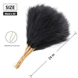 Black Faux Pampas Grass Extra Full, 24'' Tall 30 Stems With 90 Branches Artificial Pampas Grass Boho Decor, Artificial Flower Arrangements For Wedding Centerpieces, Vase Filler