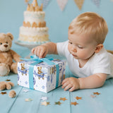 Baby Bear Wrapping Paper Roll, Blue Teddy Bear In Hot Air Balloon Design For Baby Boy Birthday, Baby Shower, Large Roll, 30 Inches X 32.8 Feet (92.9 Sq.Ft.)