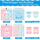 Baby Gender Reveal Voting Box With 50 Pieces Boy Or Girl Ballot Cards Baby Shower Decorations Party Invitations And Voting Games Gender Reveal Party Supplies(Pink, Blue)