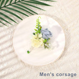 Wedding Boutonniere For Men, Rose Flower Buttonholes Artificial Groom Corsage Prom Suit Decoration For Groomsmen (Style 1)