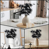6Pcs Black Artificial Fake Mums Halloween Fall Faux Pincushion Flower Spider Mum Flower For Holiday Table Centerpiece Home Party Decoration
