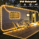66FT Outdoor LED Rope Lights 200 LED Warm White Waterproof Plug In Flexible Tube Lights with 8 Modes