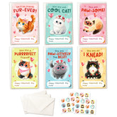Cat Valentines Cards For Kids - Cats Valentines Day Gifts For Kids Classroom School Party Favors - Kitty Kitten 6 Designs 36 Packs Exchange, 3.2''X 4.7'' Greeting Cards With Stickers Envelopes
