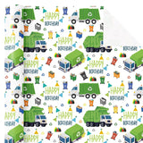 Garbage Truck Wrapping Paper - Mini Roll - 17 Inch X 16.5 Feet - Garbage Truck Happy Birthday Wrapping Paper For Kids Boys, Baby Shower, Car Lover