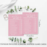 Minimalist Bridal Shower Games, Wedding Shoe Game, 25 Wedding Party Games, Pink Bridal Shower Games For New Couples Party - B04