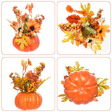 Mini Artificial Pumpkin With Flower And Maple Leaf Outdoor Halloween Autumn Thanksgiving Tables Centerpieces Decorations