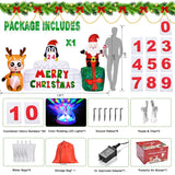 10 Ft Christmas Inflatables Outdoor Decorations Countdown Xmas Blow Up Yard Decorations, Reindeer Santa Inflatables Buil