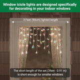 Shimmering Twinkle Window Icicle Lights - 3 Feet (0.91 M), 8 Of 50 Lights Twinkle - 50 Red-Green-Clear Incandescent Bulb