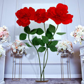 1 Set 5.9 Ft Valentines Giant Artificial Flowers Decoration Flannel Rose With Standing Stems And Base Valentines Giant Flowers Decoration For Wedding Reception Banquet Ceremony Party Window