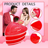 30 Pcs 22 Oz Valentine'S Day Heart Shaped Containers With Red Bows Plastic Heart Shaped Box With Clear Lid Food Storage Containers For Valentine Fruit Vegetable