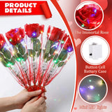 6 Pcs Valentines'S Day Flower Rose Lights Led Glowing Artificial Flowers Rose Simulation Roses Gifts For Girlfriend Mom Valentines'S Day Party Decor (Red)