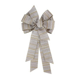Large 11 X 20 Inch Big Burlap Ribbon Bow Gold Silver Gillter Stripe Wreath Ribbons And Bow Use For Christmas Gift Wrapping, Party Decoration (Gold And Silver Stripe)