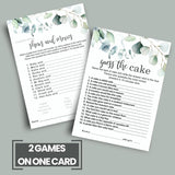 Greenery Bridal Shower Games - 25 Each Of Guess The Cake, Word Scramble, Famous Pairs & Wedding Name Game - Fun Activities For Engagement Parties & Rehearsal Dinners - Double-Sided Cards Bundle